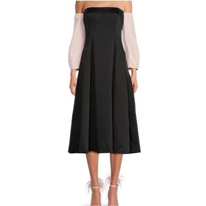 Gianni Bini × Nastia Liukin Audrey Cotton Sateen Off Shoulder Long Sleeve Midi
